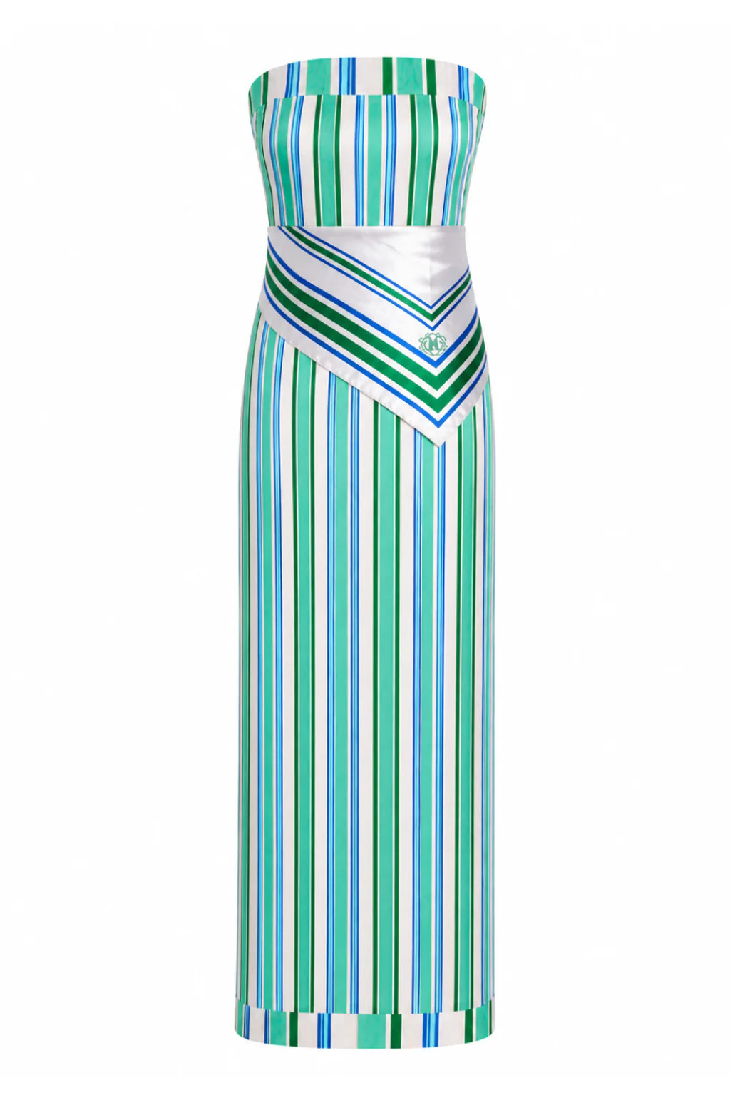 Stella Luca Emerald Stripe Strapless Midi Dress | Anna Cate Collection