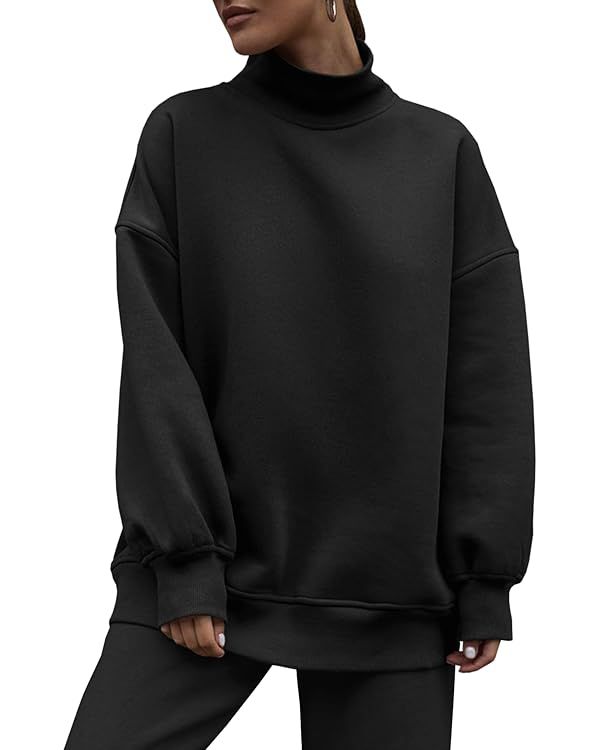Aurgelmir Women's Oversized Turtleneck Sweatshirts Casual Basic Long Sleeve Pullover Hoodies Tops | Amazon (US)