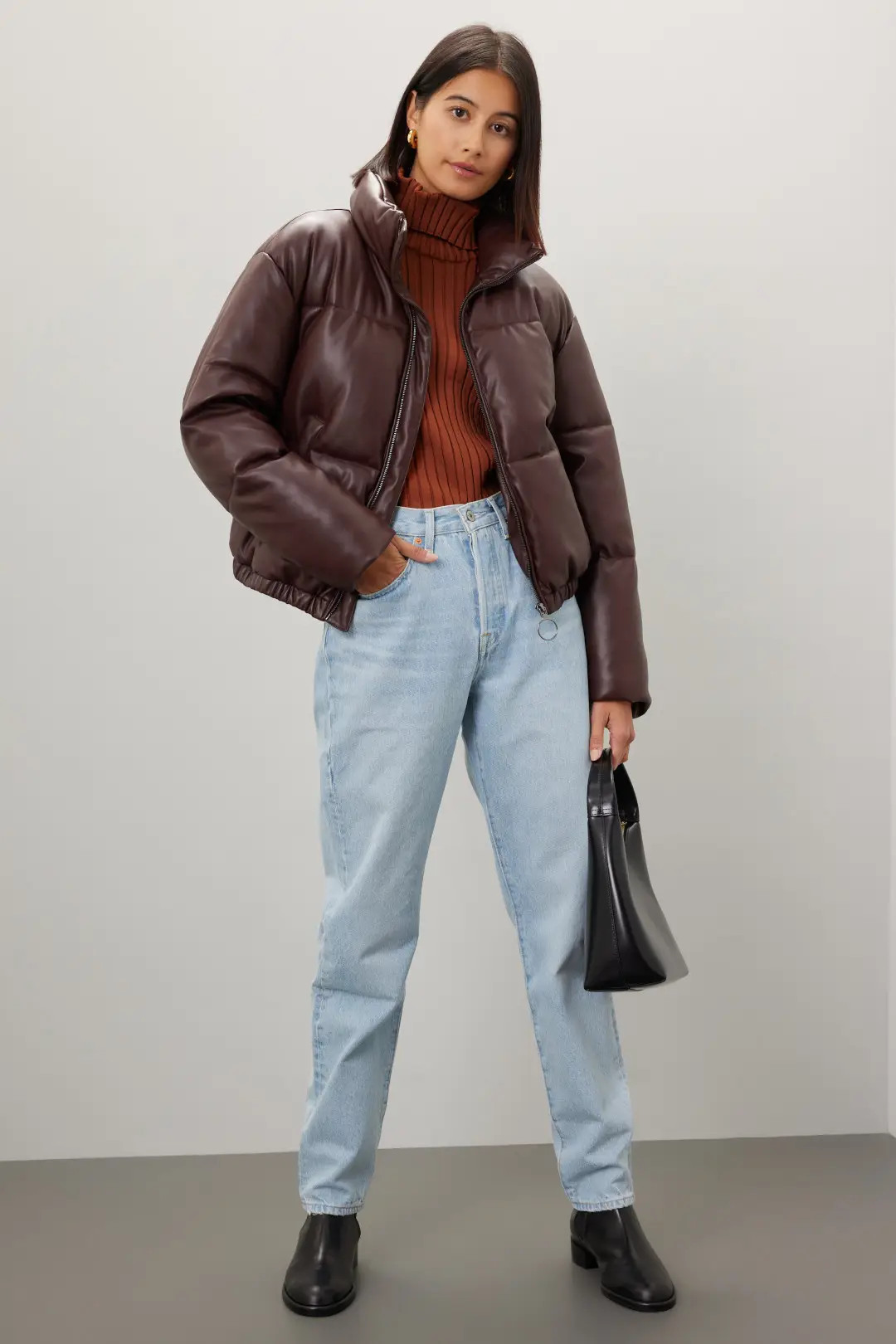 Puffer Faux Leather Coat | Rent the Runway