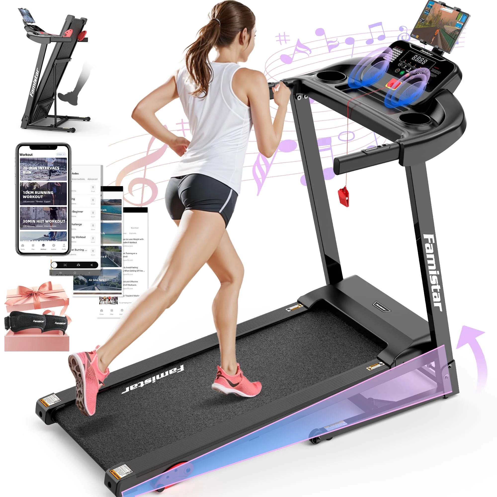 Treadmill for Home, Portable Folding Electric Exercise Treadmill with Adjustable Incline, APP Con... | Walmart (US)
