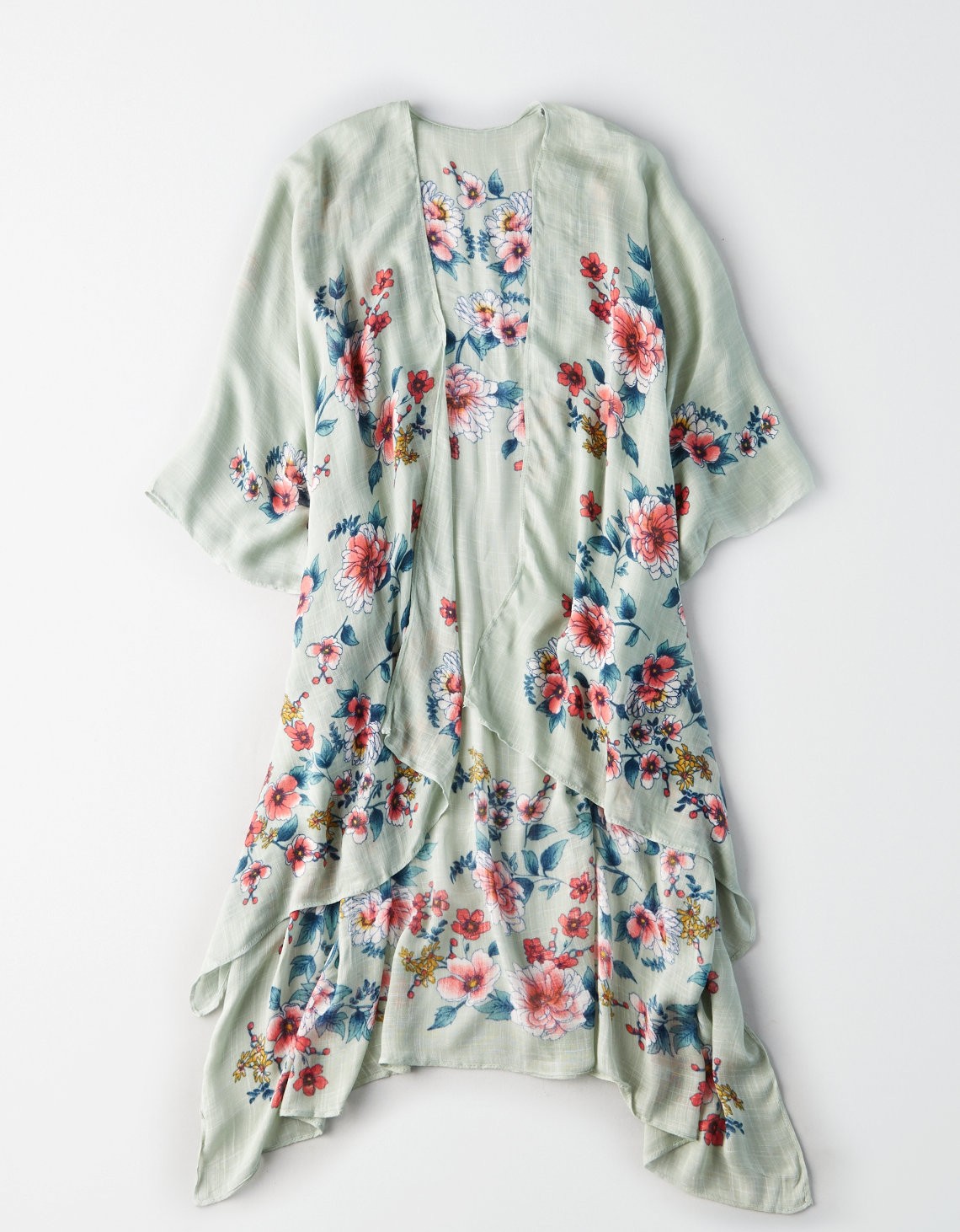 AEO Floral Kimono, Mint | American Eagle Outfitters (US & CA)