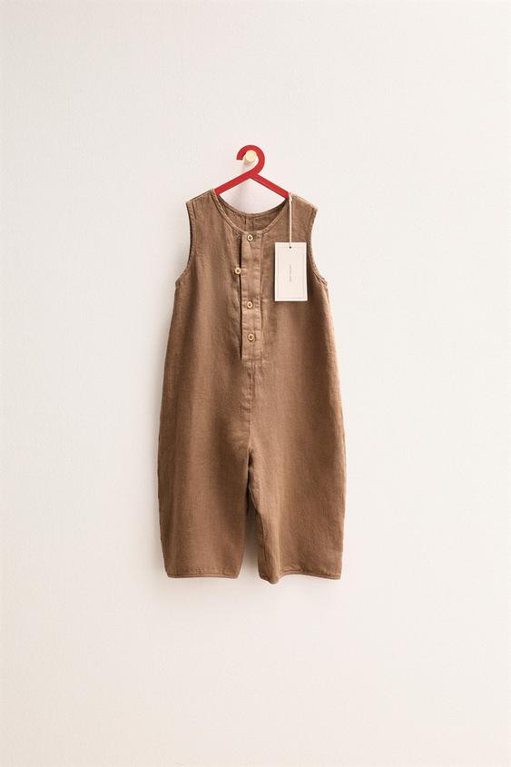 ZARA TIMELESS - 100% LINEN LONG OVERALLS | Zara US