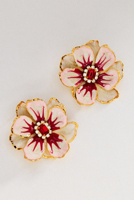 The Pink Reef Hand-Painted Birth Flower Stud Earrings | Anthropologie (US)