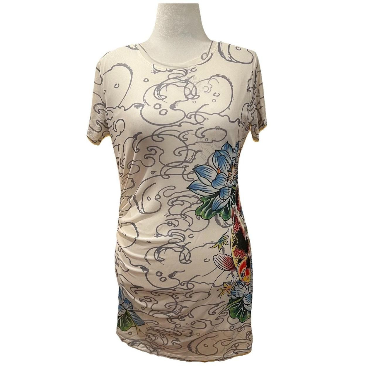 Ed Hardy Women's Bodycon dresses - White - XL | Depop US