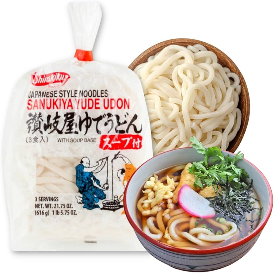 Japanese Style Fresh Sanukiya Jumbo Udon Noodles, with Soup Base, Chewy Noodle, 3 Individual Pack... | Amazon (US)