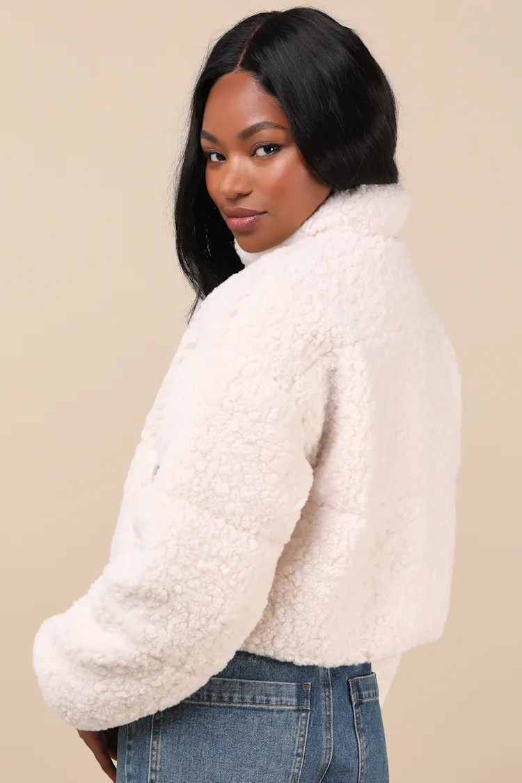 Clermont Ivory Shearling Cropped Jacket | Lulus