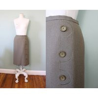 French Clay Wool Midi Pencil Skirt | Vintage 1960S Green Fitted | Etsy (US)