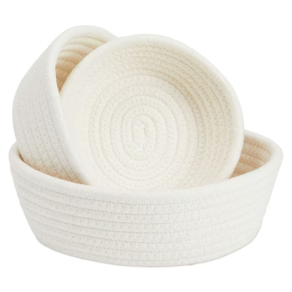Juvale 3-Pack Round Cotton Rope Woven Storage Basket Bins Hampers for Toy - 3 Sizes, White | Target