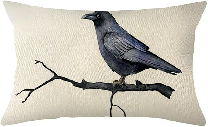 Ogiselestyle Happy Halloween Black Raven Throw Pillow Covers, 12 x 20 Inch Halloween Pillow Cases... | Amazon (US)