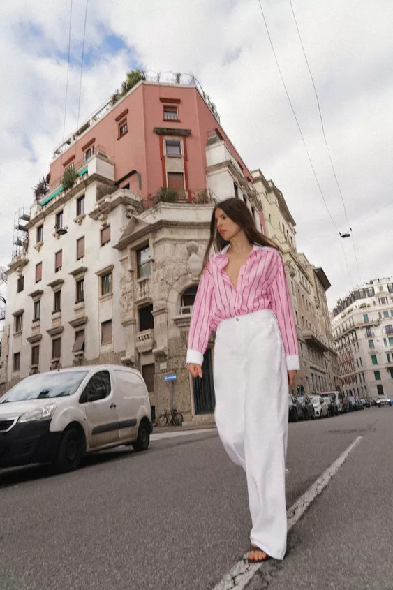 OVERSIZED STRIPED SHIRT WITH CONTRAST CUFFS | Zara US