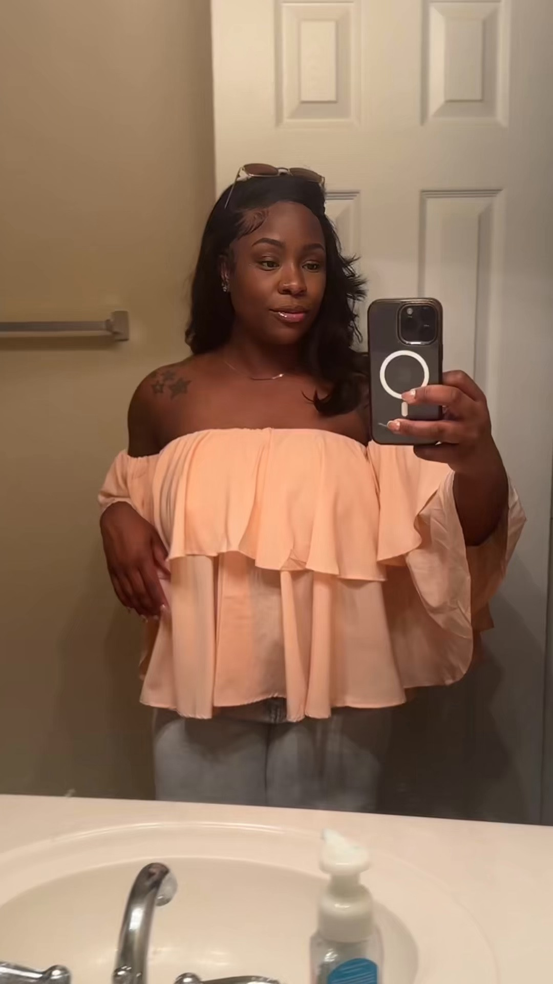 Cute Ruffle Off the Shoulder Top!