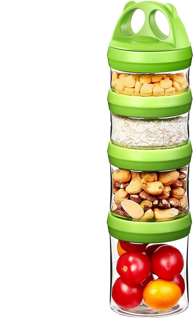 SELEWARE Portable and Stackable 4-Piece Twist Lock Panda Storage Jars Snack Container to Contain ... | Amazon (US)