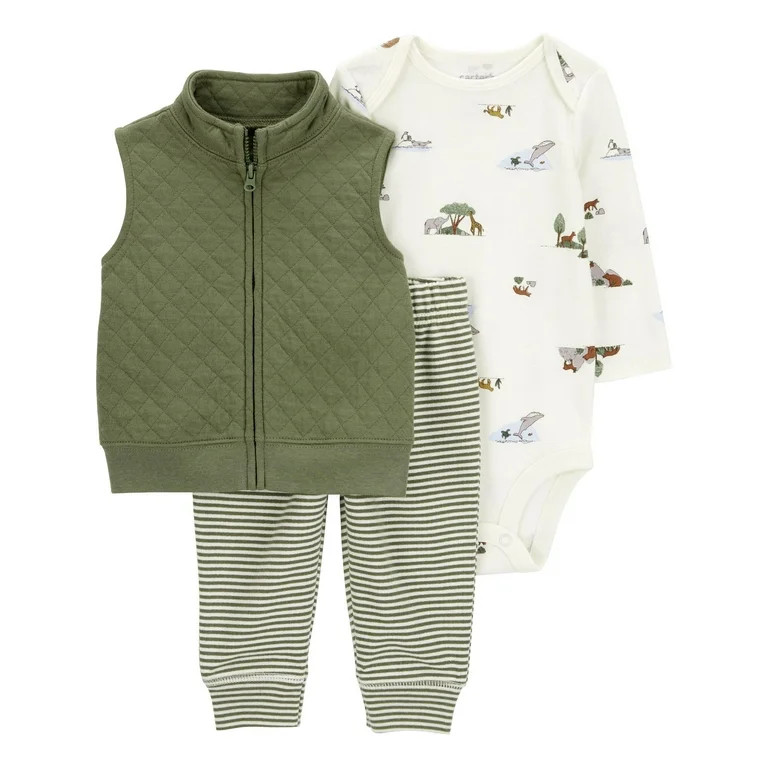 Carter's Child of Mine Baby Boy Vest Outfit Set, 3-Piece, Sizes 0/3-24 Months | Walmart (US)