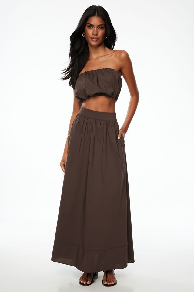 Voluminous Poplin Maxi Skirt | Dynamite Clothing