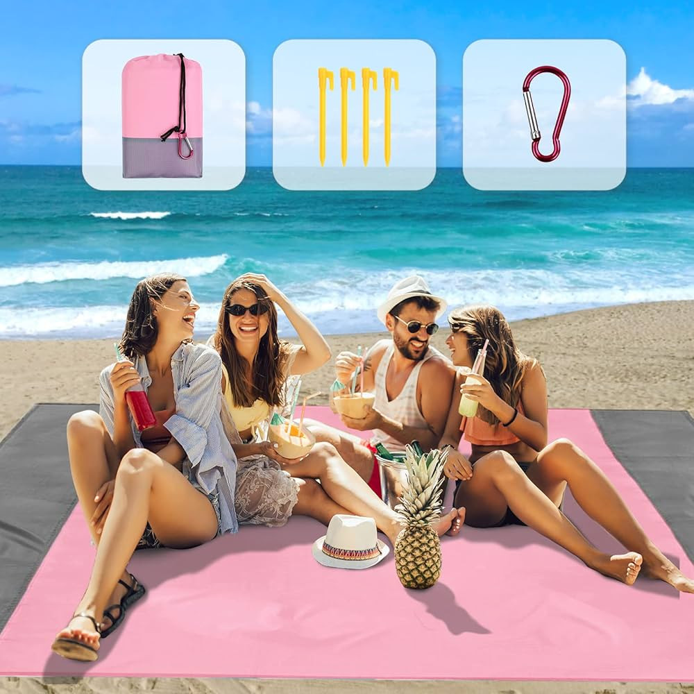 MUEUSS Beach Blanket Waterproof Sandproof Beach Mat Sand Free for 4-8 Adults, Outdoor Blanket Wat... | Amazon (US)