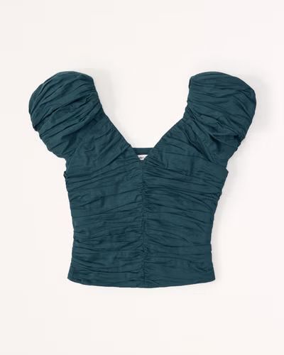 Women's Drama Puff Sleeve Ruched Top | Women's Tops | Abercrombie.com | Abercrombie & Fitch (US)