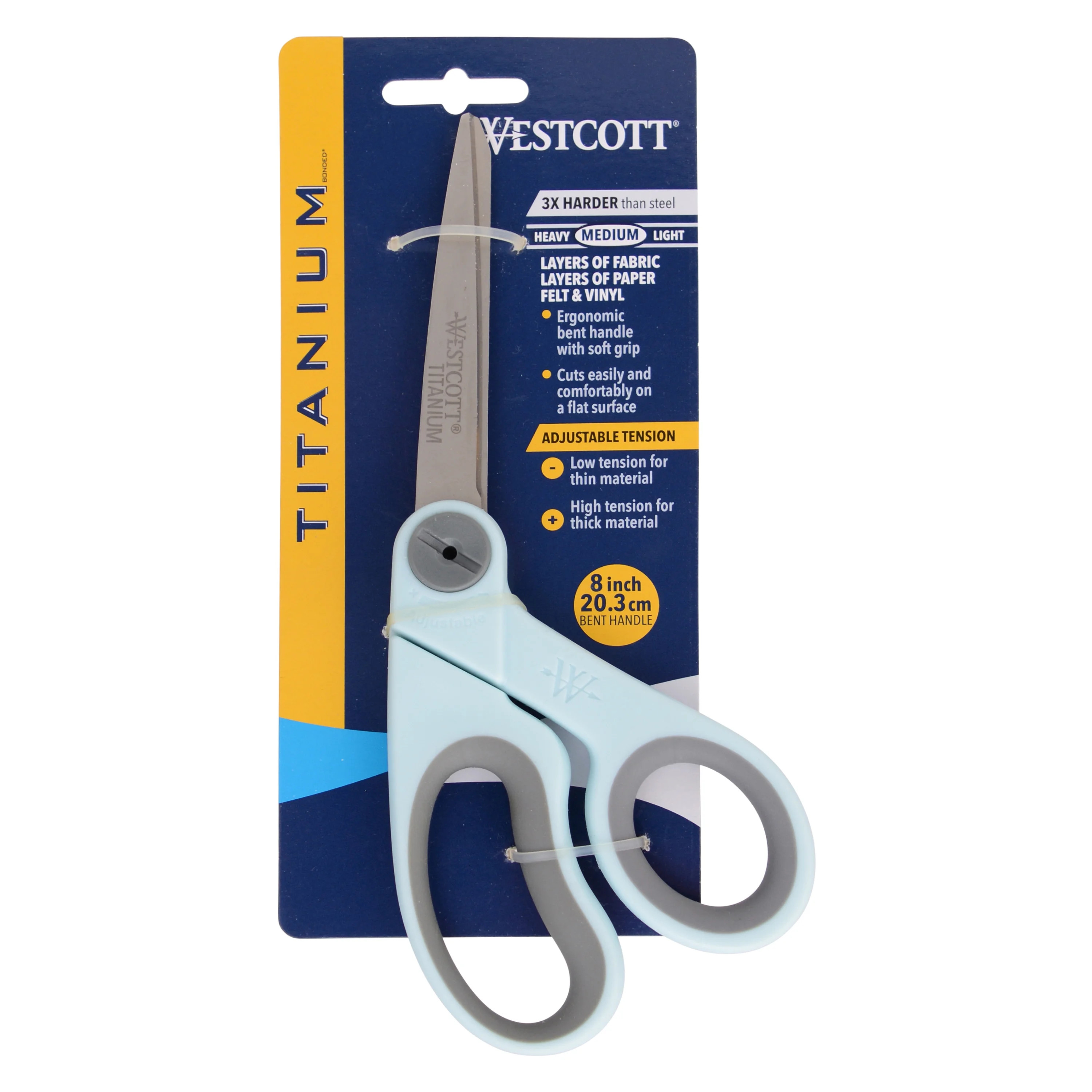 Westcott 8" Fabric Sewing Scissors, Titanium Bonded, Adjustable Glide, Bent, Blue, for Crafting, ... | Walmart (US)