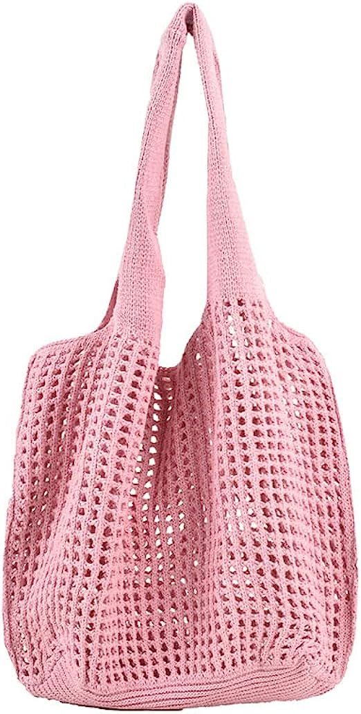 OWGSEE Crochet Tote Bag, Cute Boho Knit Tote Bag Aesthetic Y2K Large Crochet Beach Bag Shoulder B... | Amazon (US)