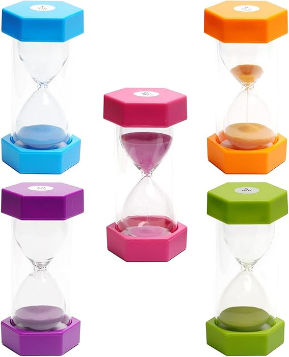 SANDTIMER 5 PcsColorful Hourglass, Sand Timers, Acrylic Hourglass Timer, Kitchen Timer,1/3/5/10/3... | Amazon (US)