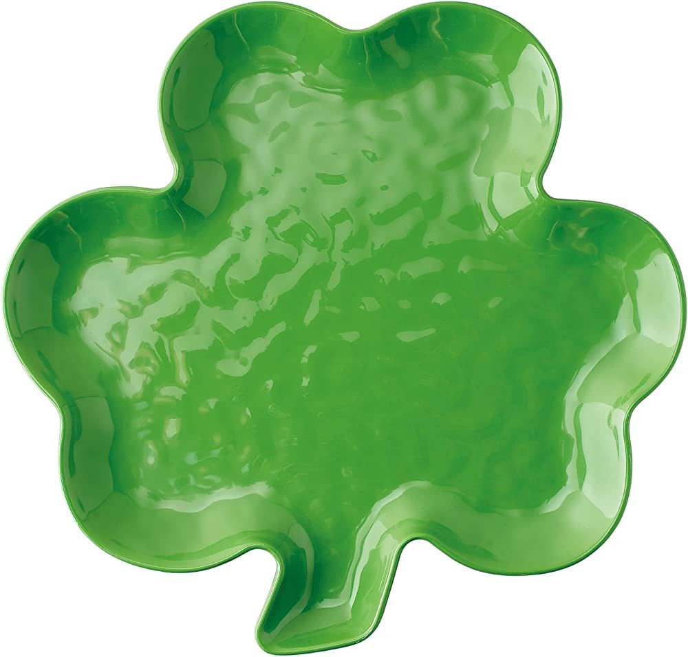 UPware 11.25 Inch Shamrock Shaped Plate Melamine Dinner Salad Plate for St. Patrick's Day Party (Sha | Amazon (US)