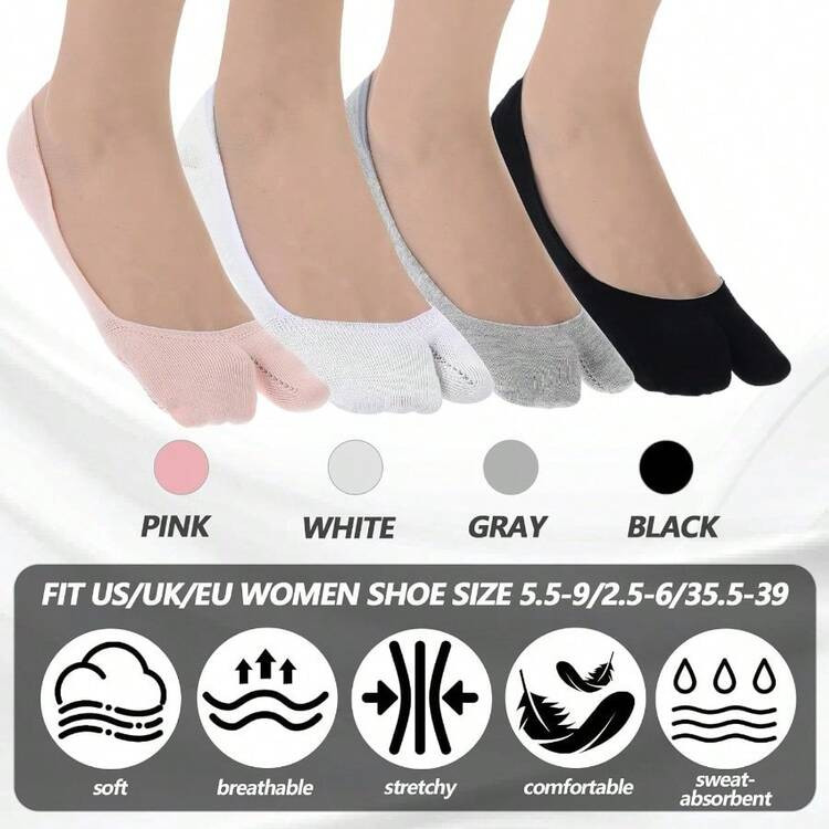 4 Pairs Flip Flop Socks Women Tabi Socks Low Cut No Show Socks Elastic Short Sandal Sock For Men And Womenwomen's | SHEIN