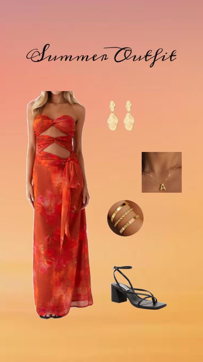 Orange cut out strapless dress outfit! Perfect for a vacation or a sunset theme! 

Strapless, dress, gold, earrings, gold, jewelry, black heels, vacation, outfit,

#LTKSeasonal #LTKFindsUnder100 #LTKStyleTip