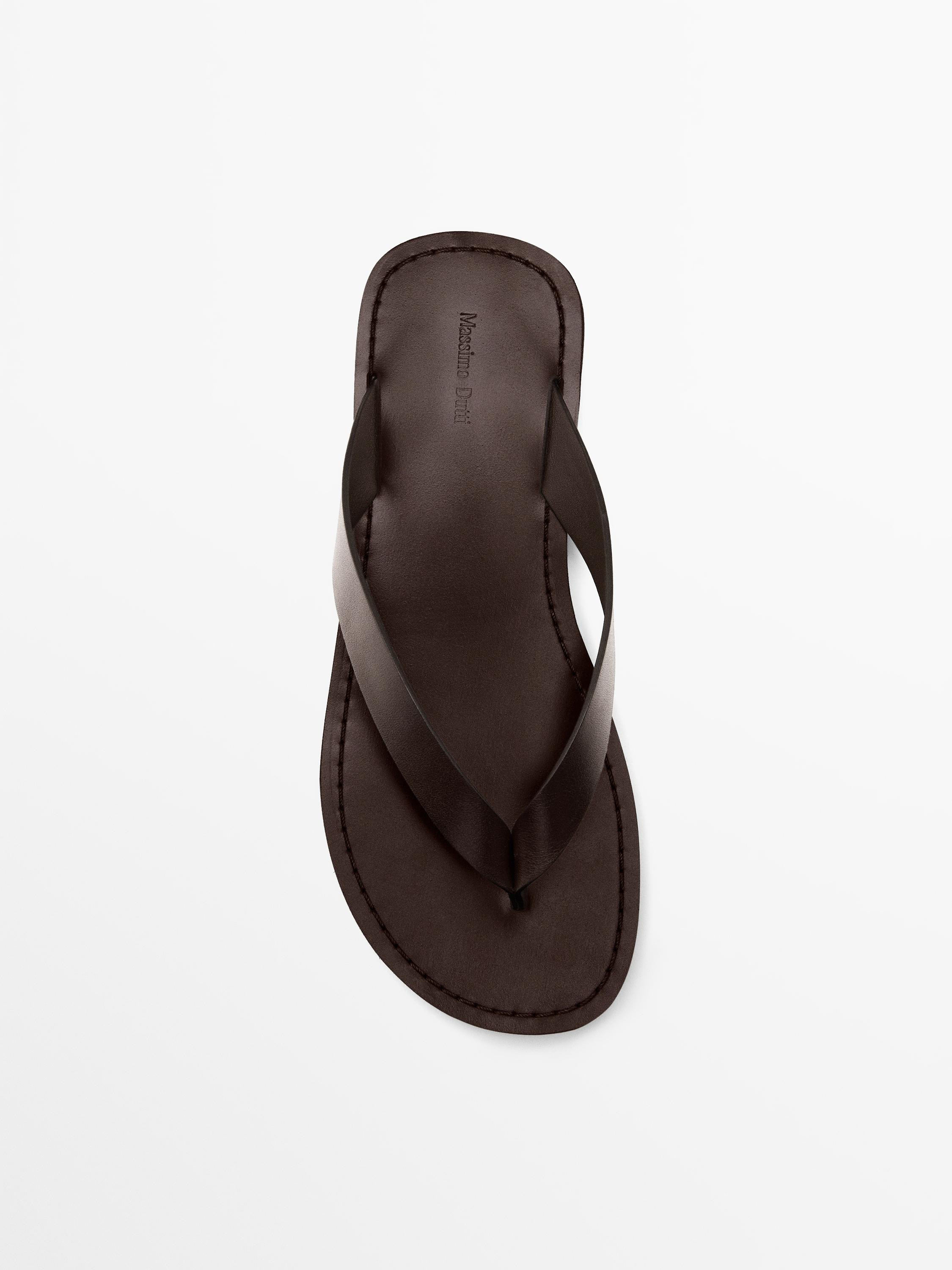 Flat leather sandals | Massimo Dutti US