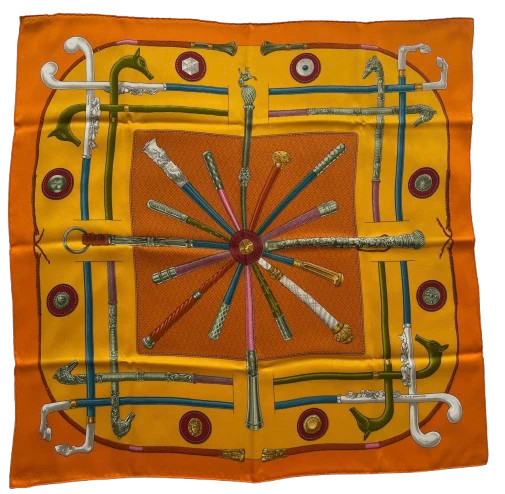 Hermes Orange Cannes et Pommeaux Silk Scarf | Italist.com US