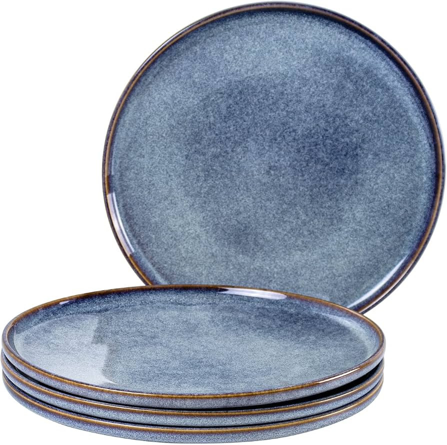 UNICASA 11 Inch Ceramic Dinner Plates Set of 4 \u2013 Large Blue Plates for Dinner, Salad, Desser... | Amazon (US)