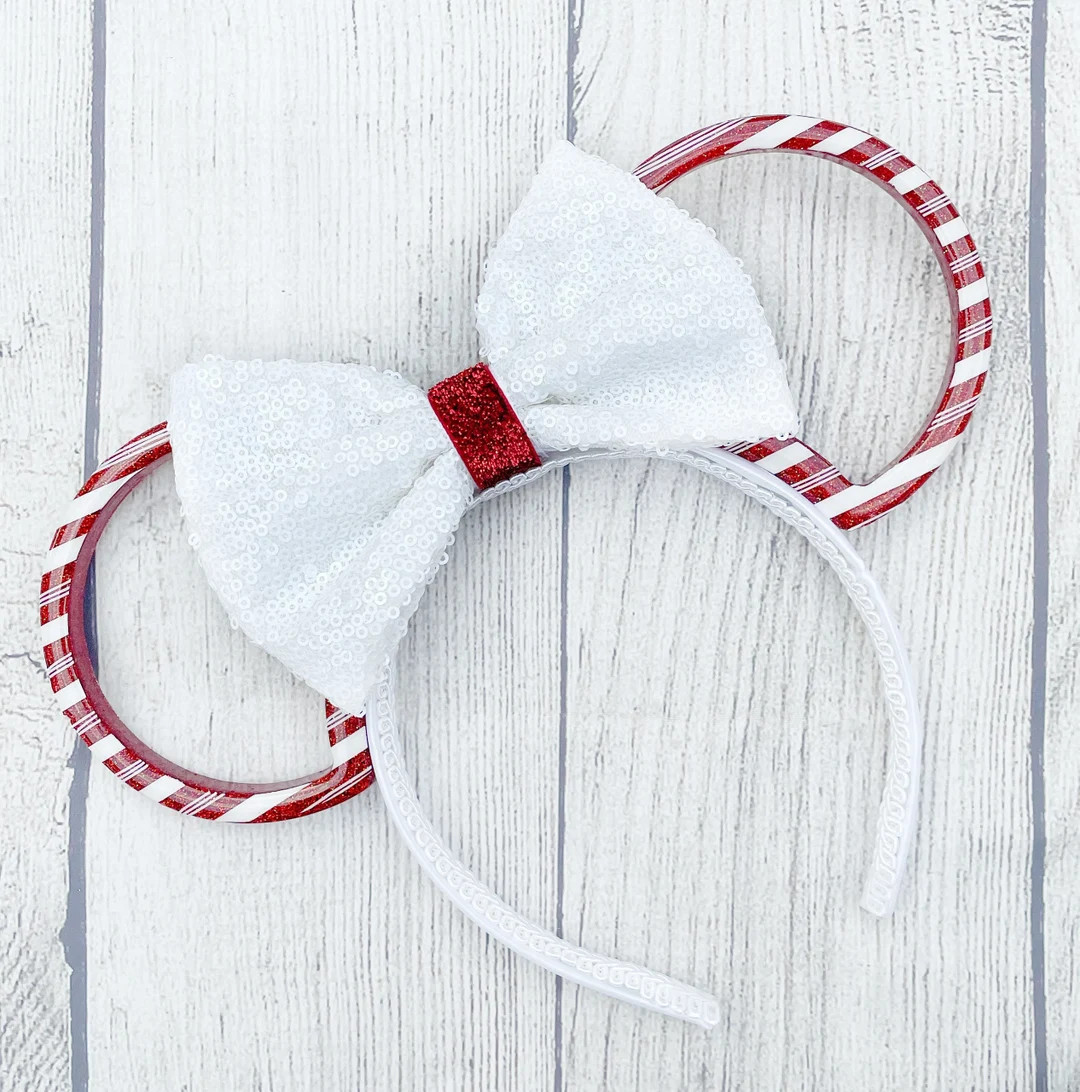 Candy Cane Minnie Ears Peppermint Minnie Ears Christmas - Etsy | Etsy (US)