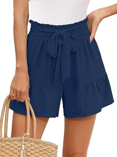 Heymoments Women's Wide Leg Shorts Lightweight High Waisted Adjustable Tie Knot Loose Fit Summer ... | Amazon (US)