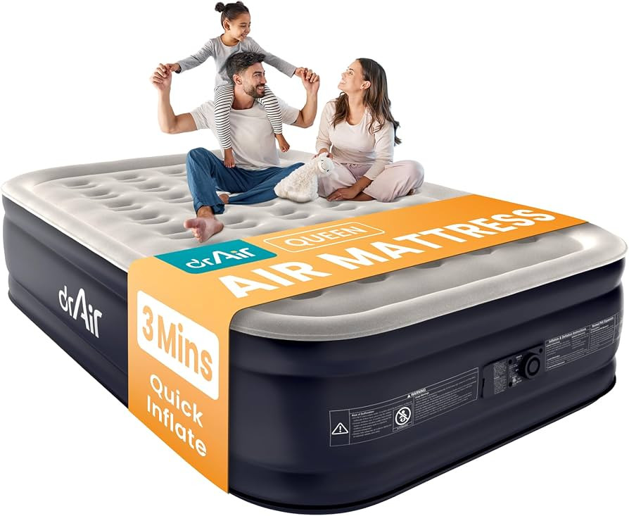 Dr. air Queen Air Mattress with Built-in Pump, 18" Raised Blow Up Mattress, 800 lbs Max Honeycomb... | Amazon (US)