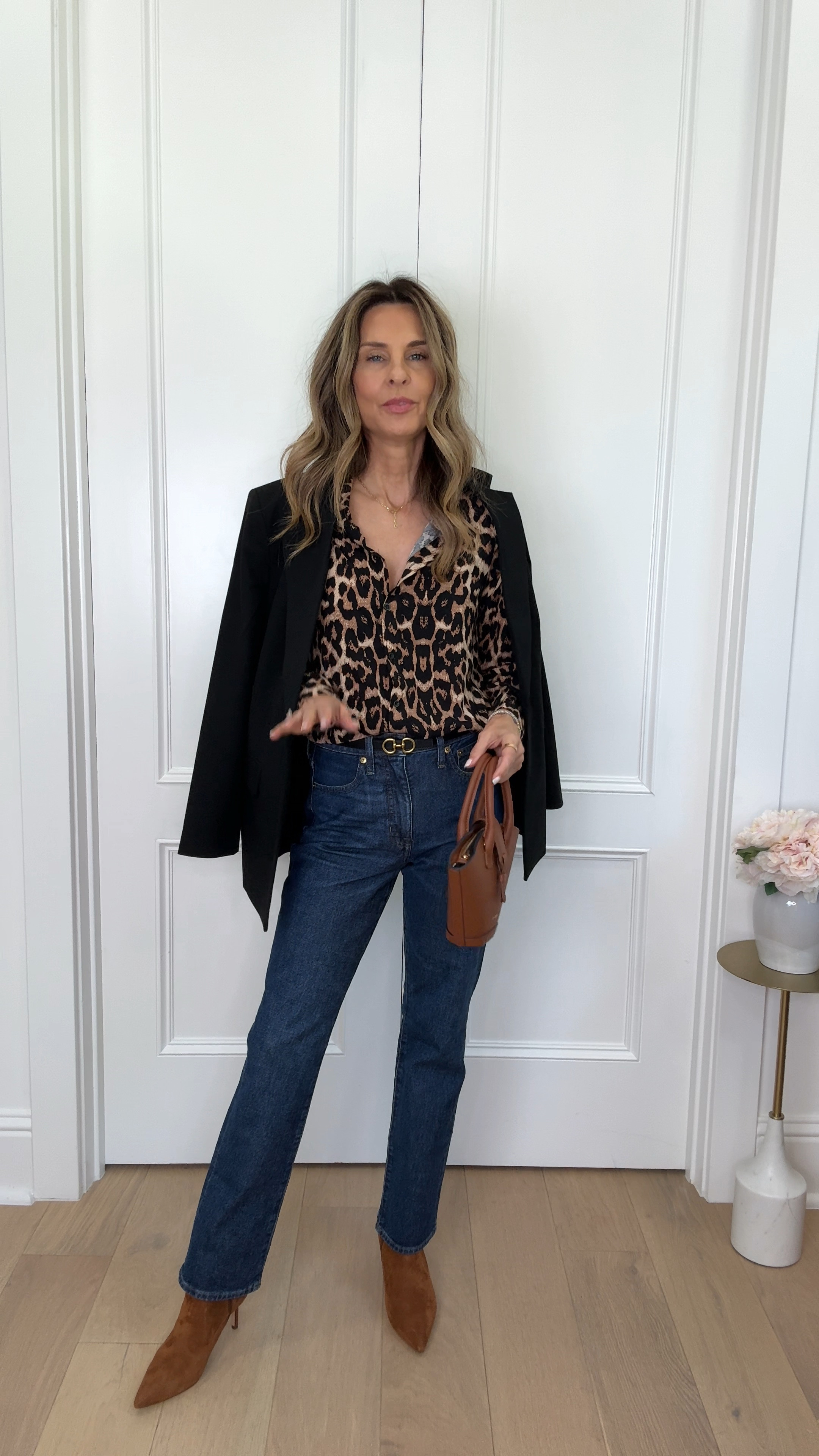 -Jcrew jeans TTS 
-leopard top, so good! 


#LTKSaleAlert #LTKOver40