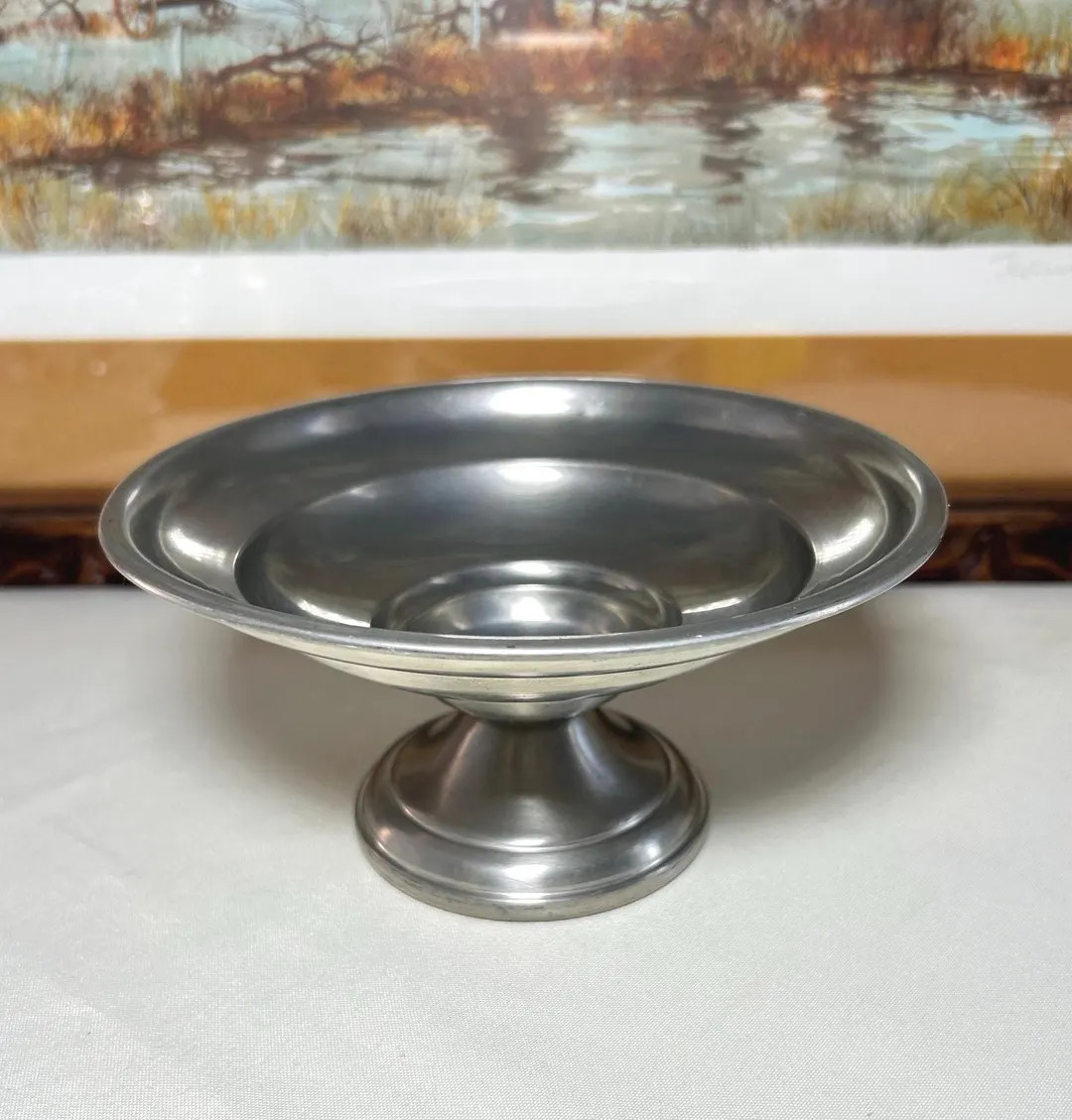 Vintage International Pewter Compote: Mid Century Metal Trinket Dish, Pewter Pillar Candleholder ... | Etsy (Global)