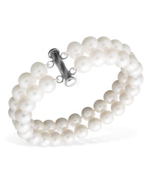 Pearl Bracelet, Sterling Silver Cultured Freshwater Pearl Two Row (8-1/2-9-1/2mm) | Macys (US)
