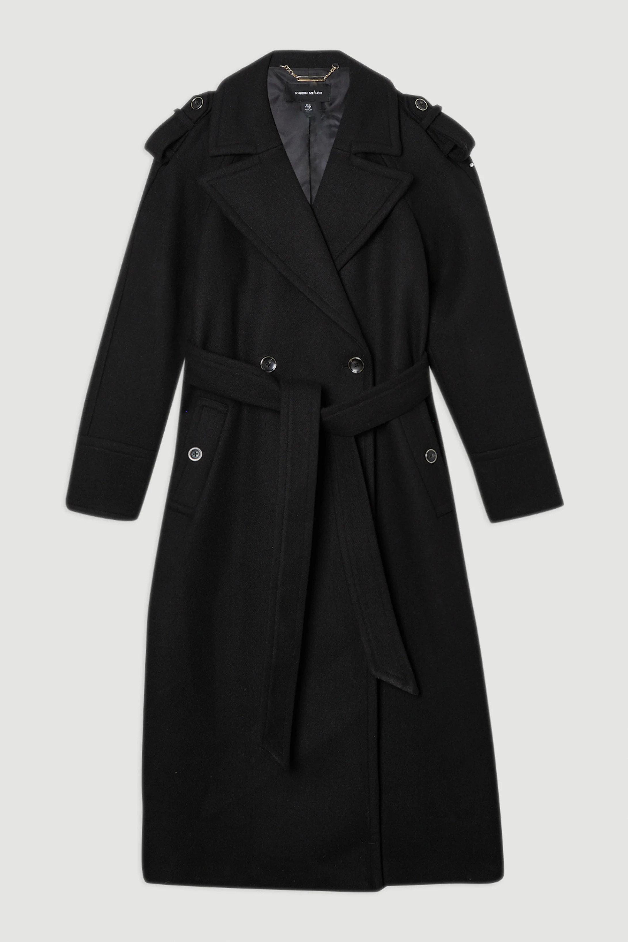 Wool Tailored Belted Midi Coat | Karen Millen UK + IE + DE + NL