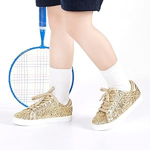 GINFIVE Toddler Girls Sneakers Little Girls Slip On Shoes Glitter Sneakers Todder | Amazon (US)
