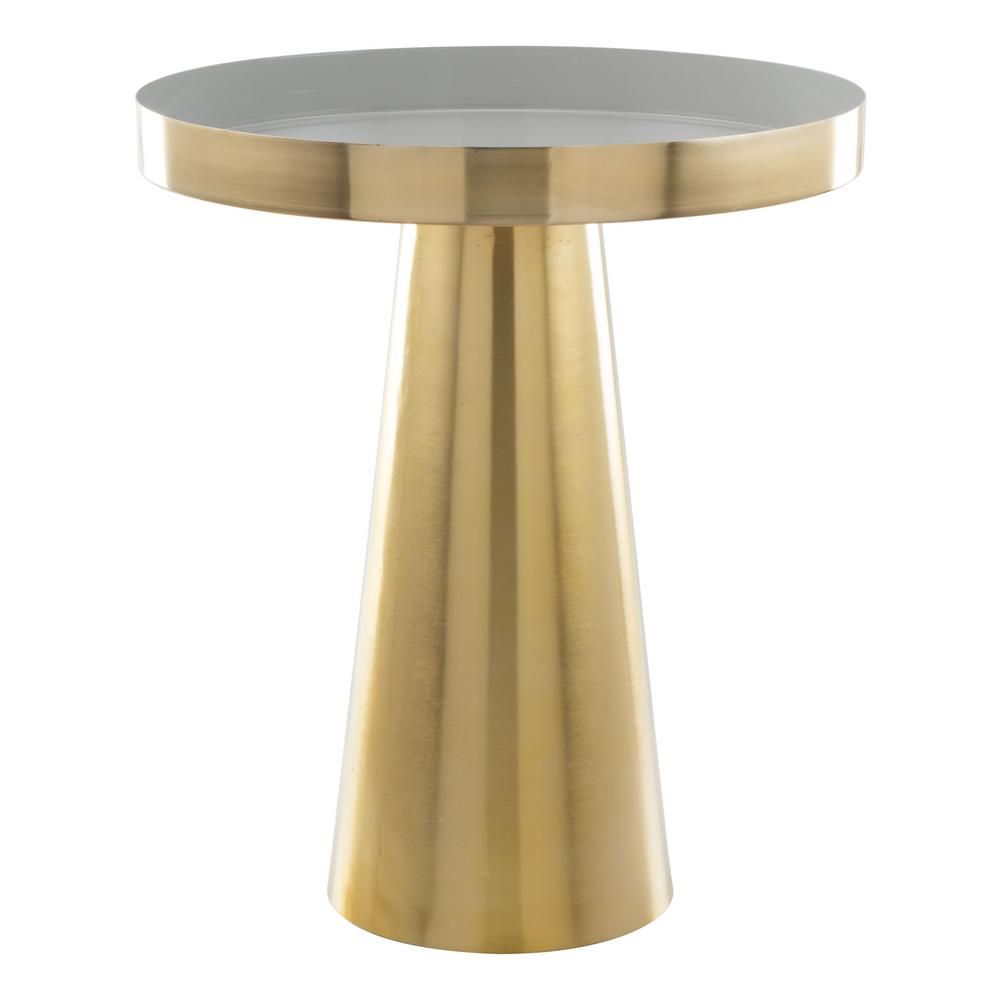 ZUO Nova White and Gold Side Table, White & Gold | The Home Depot