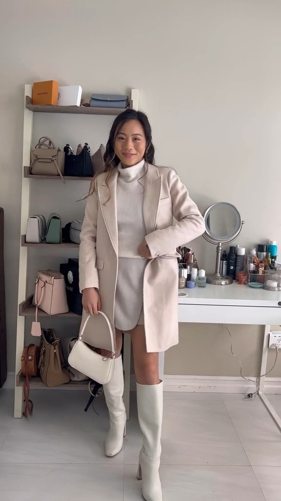 Monochromatic outfit, neutral outfit, winter outfit, cashmere sweater, simple outfit, modest outfit 

#LTKunder100