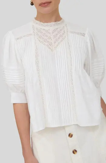 Lace Trim Puff Sleeve Top | Nordstrom