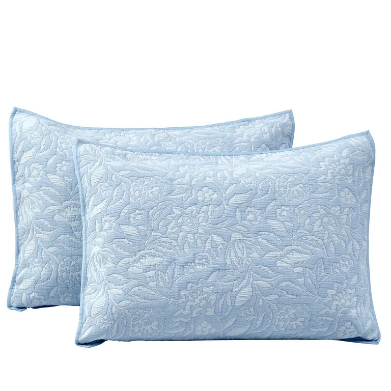 Better Homes & Gardens Floral Matelasse Pillow Shams, Blue, Standard, 2 Count | Walmart (US)