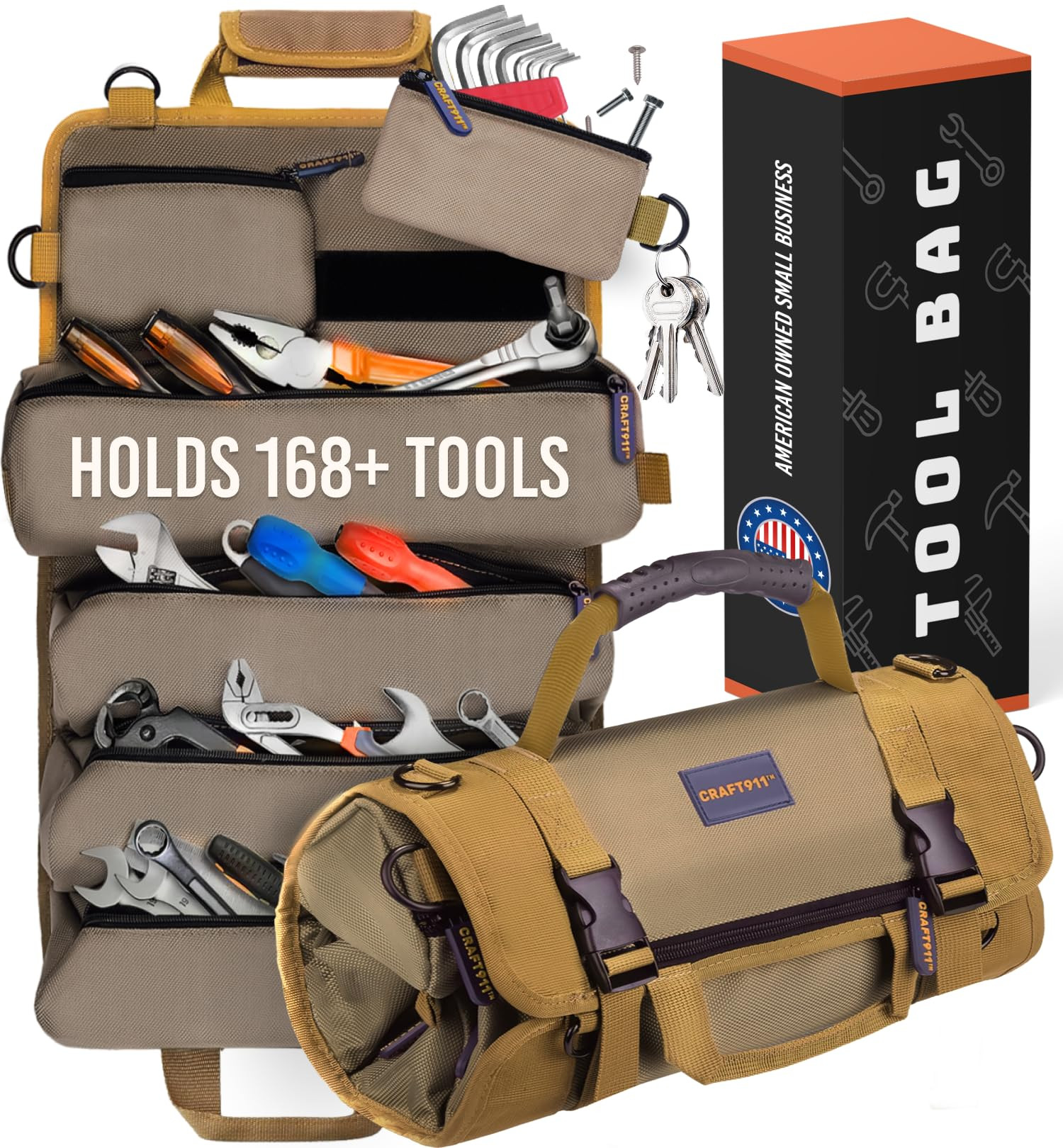 TOUGHEST Roll Up Tool Bag Organizer - 7 Pouches (3 Detachable) Compact Portable Tool Storage Box ... | Amazon (US)