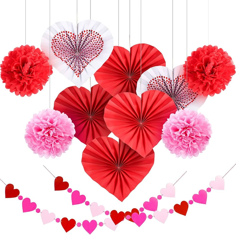 Blulu Valentine's Day Paper Kit Party Decorations, Multicolor Tissue Paper Flowers Bunting Hangin... | Amazon (US)