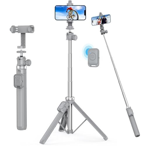 62" Phone Tripod - MIIASI Extendable Tripod for iPhone and Selfie Stick Tripod with Remote, 360° Ball Head Upgraded Cell Phone Tripod for Video Recording, iPhone 14/13/12 Pro Max/Android | Amazon (US)