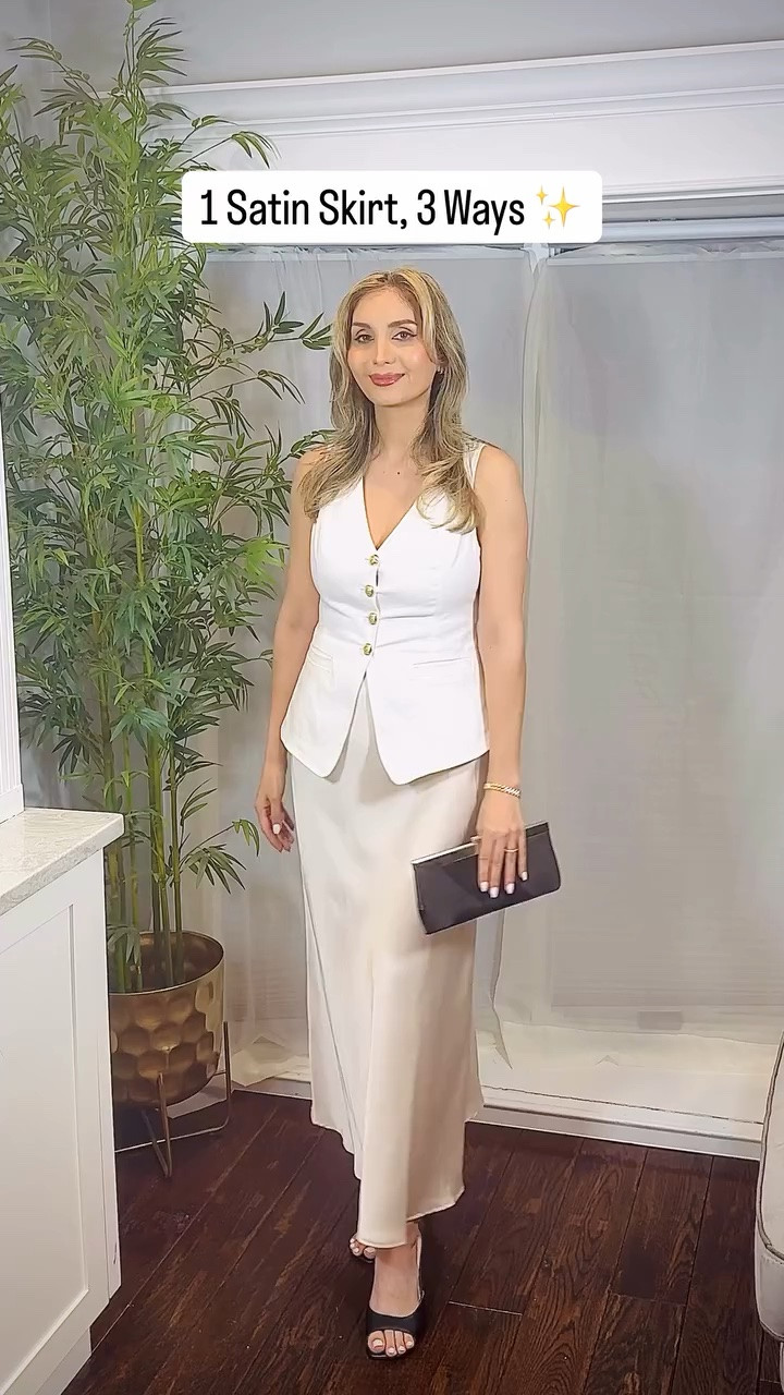 Satin Skirt Outfit Ideas for Spring 2026 🤍

The easiest way to look instantly put-together:
1 skirt, 3 completely different vibes.

Look 1 — Office chic with a vest + silk scarf 
Look 2 — Brunch-ready in a white peplum blouse 
Look 3 — Minimal date-night elegance

Same skirt. Zero outfit stress.

Which look are you wearing first: 1, 2, or 3? ✨

#SatinSkirt #SatinSkirtOutfit #SpringOutfits2026 #StyleInspo #outfitideas