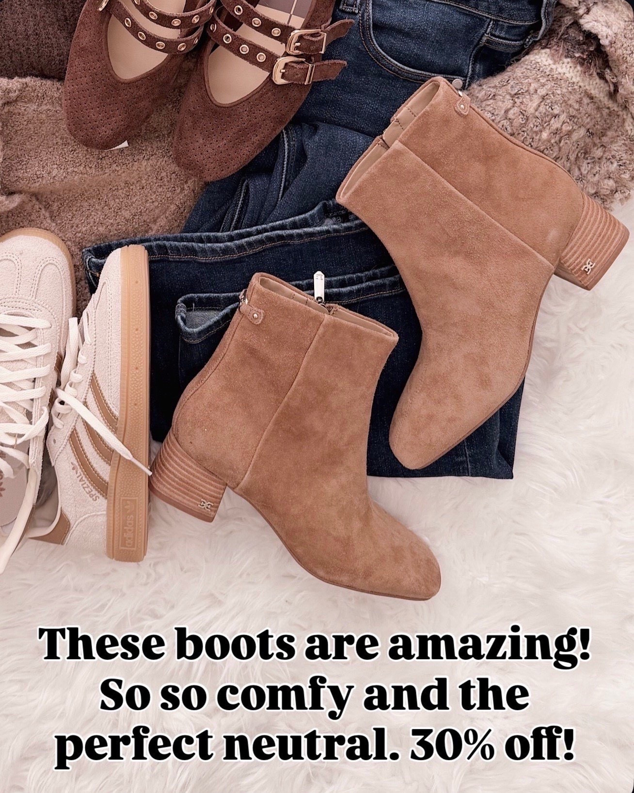 These boots have been a go-to lately. The fit is comfortable, the shade works with everything

neutral ankle boots, comfy winter shoes, brown suede booties, everyday outfit staple, casual chic footwear, versatile neutral tones

#LTKOver40 #LTKWorkwear #LTKHoliday