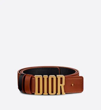 D-Fence Reversible Belt Cognac-Color and Black Smooth Calfskin, 30 MM | DIOR | Dior Couture