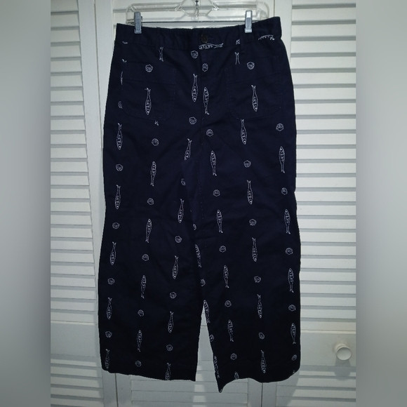 Free Assembly Navy Embroidered Fish Pants Women’s M (8–10) | Poshmark