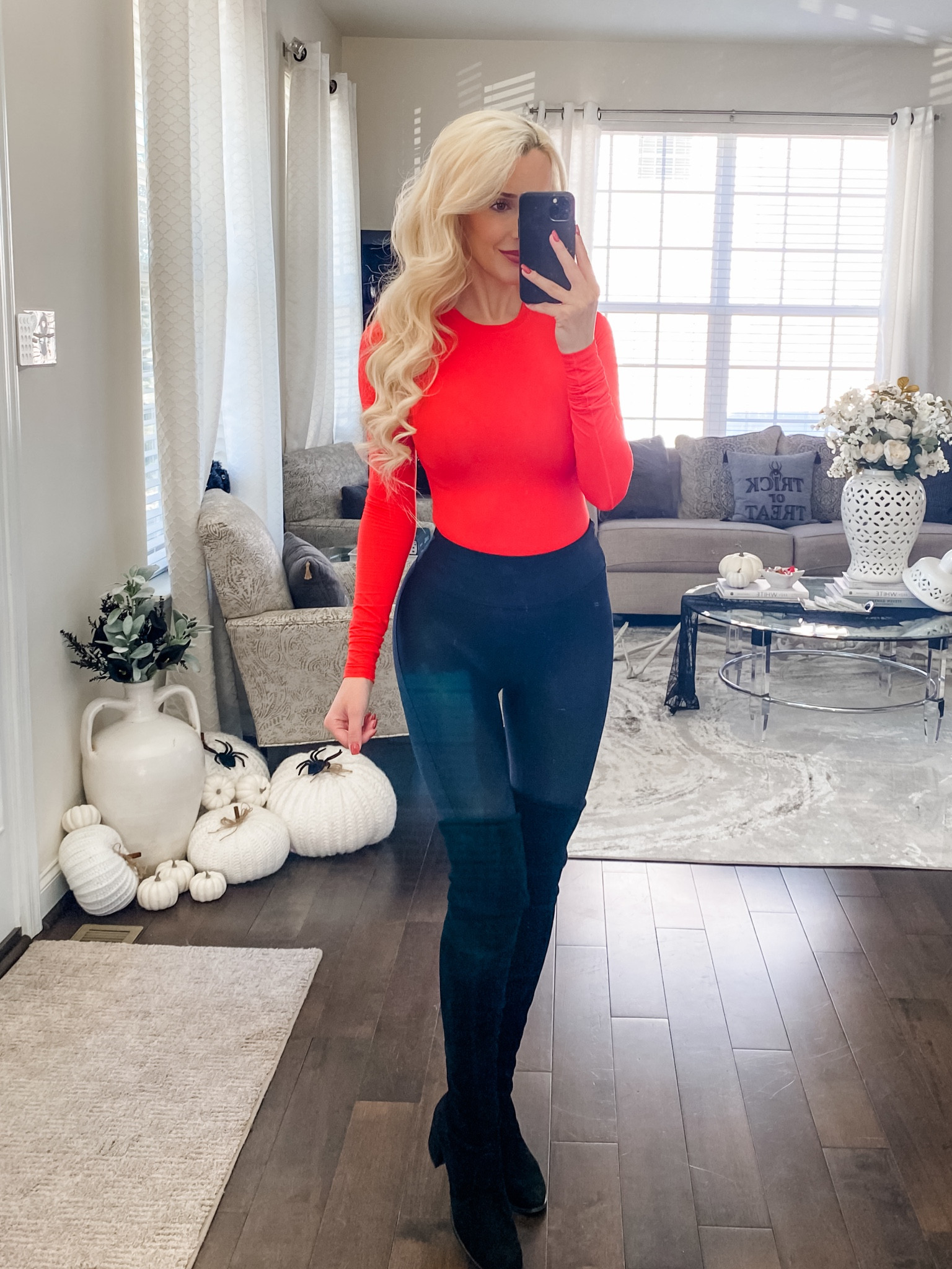 Faux leather leggings & thigh high boots!

#LTKstyletip #LTKHalloween #LTKSeasonal