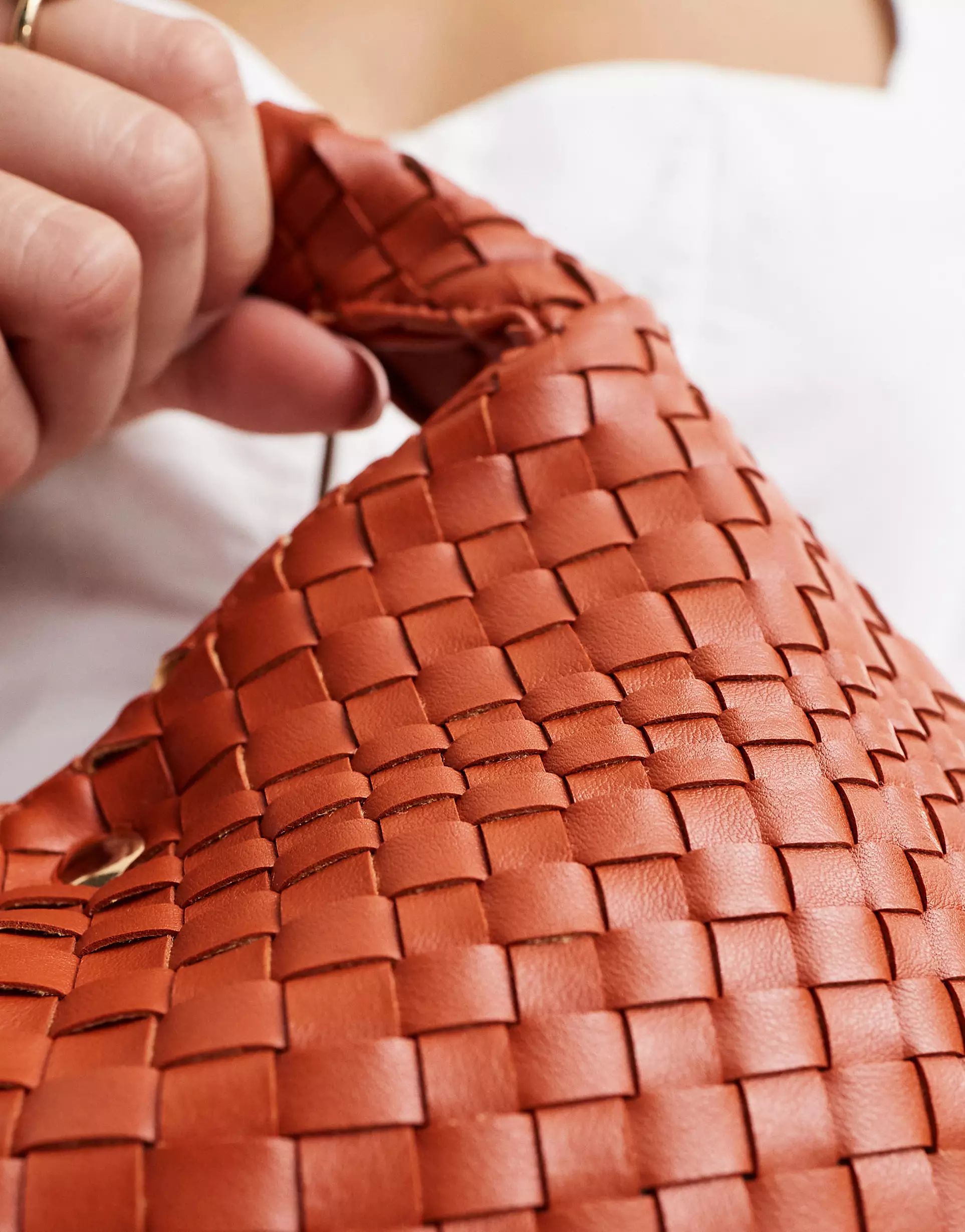 Glamorous woven texture grab bag in dark red | ASOS (Global)